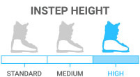 Instep Height: High - circumference of instep <br>> 1/2 the length of your foot
