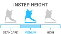 Instep Height: Medium - instep circumference approx. 1/3-1/2 length of foot