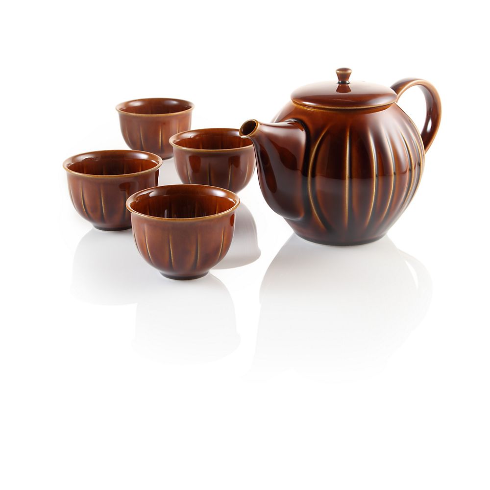 Teavana Shinogi Porcelain Japanese Teapot Set, brown