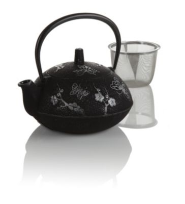 Black Butterfly Cast Iron Teapot