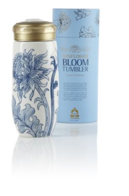Teavana Blue & White Bloom Ceramic Tea Tumbler
