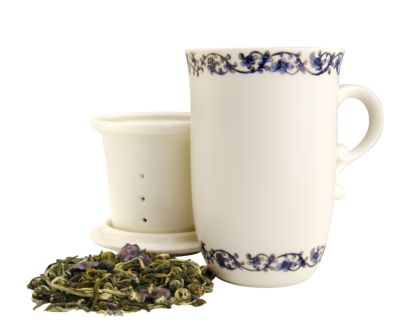 Blue Gold Filagree Tea Mug with Infuser<br /> image