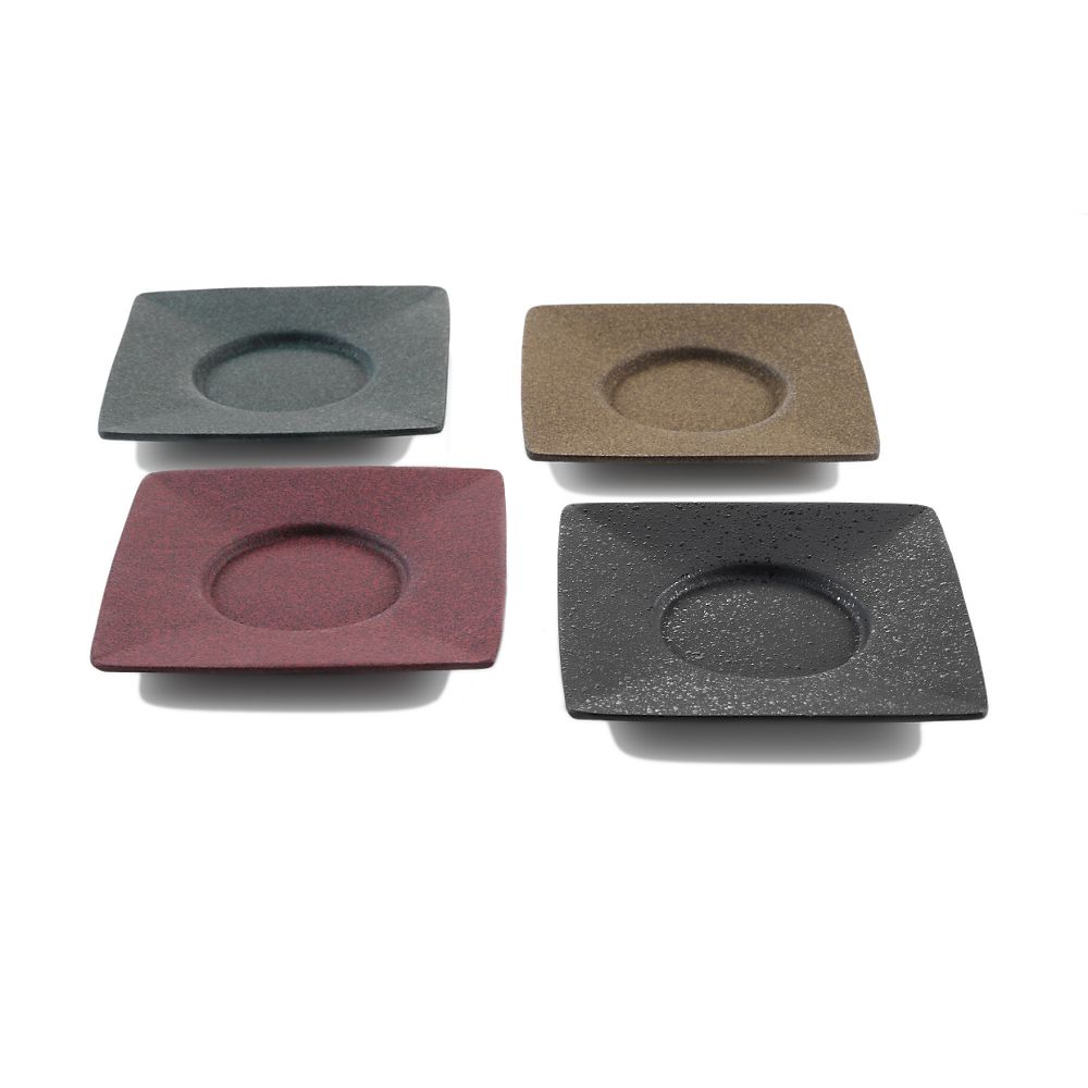 Teavana Yoho Square Cast Iron Coaster, red