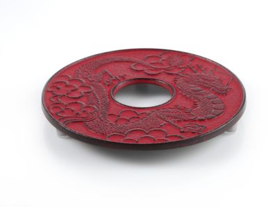 Teavana Imperial Dragon Cast Iron Trivet, Red