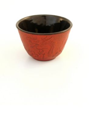 Teavana Imperial Dragon Cast Iron Tea Cup, red