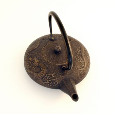 Teavana Imperial Dragon Cast Iron 44oz Gold Teapot