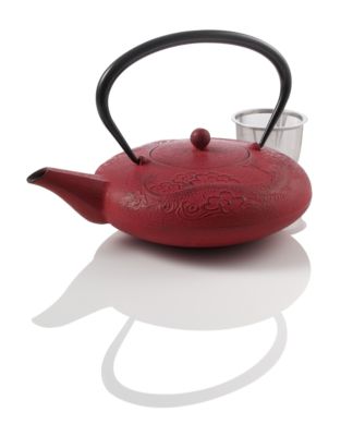 Teavana Imperial Dragon Cast Iron 44oz Red Teapot
