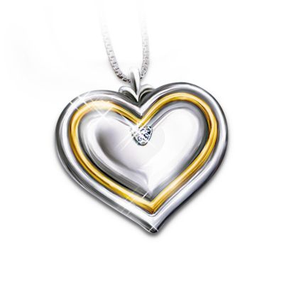 From the moment you first held your daughter in your arms she's been one of life's greatest pleasures. Now you can celebrate the bond between you with this diamond heart pendant, as collectible keepsake as precious as your love! Its classic heart shape is handcrafted of solid sterling silver plated with brilliant 24K gold accents. It's set with a sparkling, faceted diamond, and on the reverse side it's engraved with words your daughter will always treasure, "My Daughter, My Joy"! This exclusive Bradford Exchange collectible diamond heart pendant comes with a beautiful 20" sterling silver chain. It's simply the perfect expression of your love. Limited time offer - order now!