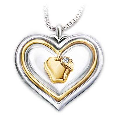 Hearts Of Learning Heart-shaped Diamond Pendant Necklace Gift For Teachers