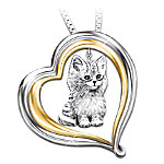 Purr-fect Companion Heart Shaped Keepsake Cat Pendant Necklace