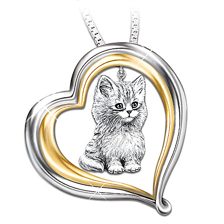 Purr fect Companion Heart Shaped Keepsake Cat Pendant Necklace