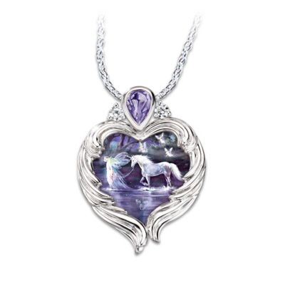 Twilight Enchantment Unicorn And Fairy Fantasy Jewelry Pendant Necklace