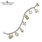Thomas Kinkade Faith And Family Religious Charm Bracelet Gold-Plated Jewelry