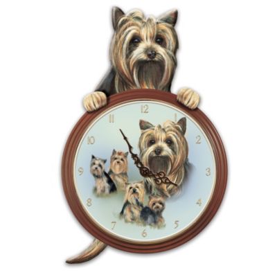 Tail-Waggin' Time Yorkie Dog Animated Wall Clock Gift