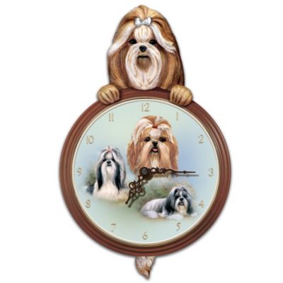 Tail-Waggin' Time Shih Tzu Animated Dog Wall Clock