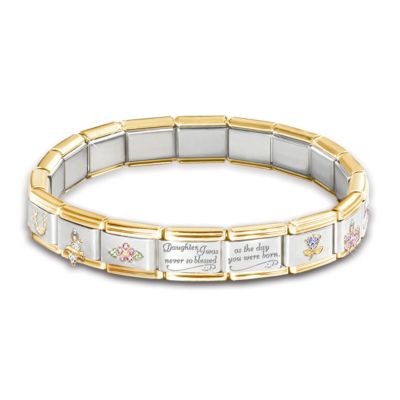 Precious Daughter Italian Charm Bracelet With Swarovski Crystals