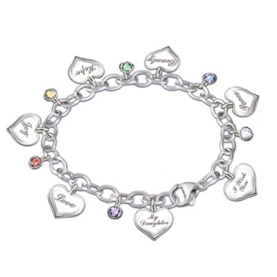 Heartfelt Wishes Sterling Silver-Plated Charm Bracelet Gift for Daughter