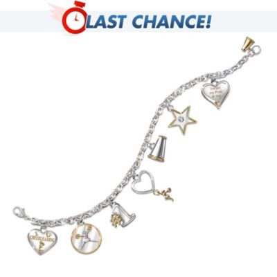 My Pride & Joy Sports Charm Bracelet - Cheerleading Charm Bracelet With Swarovski Crystal