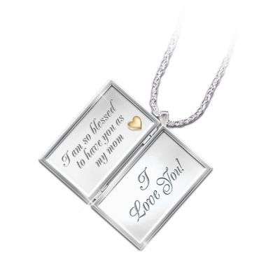 Dear Mom Love Letter Engraved Locket Necklace