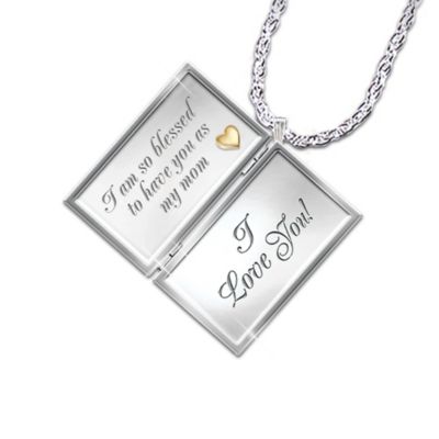 Dear Mom Love Letter Engraved Locket Necklace Jewelry
