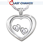 Always & Forever Heart Shaped Sterling Silver Diamond Pendant Necklace Gift For Her