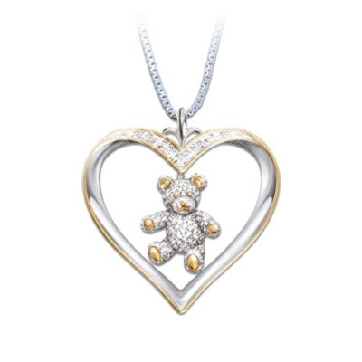 Granddaughter I Love You Teddy Bear Heart Pendant Necklace: Gift For Granddaughter
