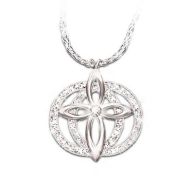 Forever Love Diamond Cross Pendant Eternity Necklace: Romantic Gift For Her Romantic Gifts for Her