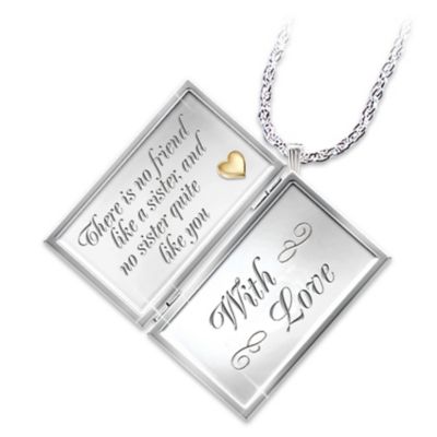 Dear Sister Letter Of Love Sterling Silver And Diamond Engraved Locket Necklace - Sister Gift