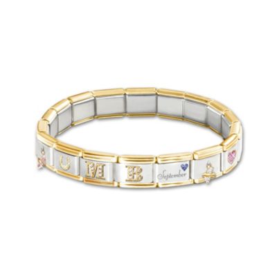 italian link bracelet. Birthstone Italian Link