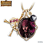 Pirates Of The Caribbean Jeweled Pendant Necklace Featuring Captain Jack Sparrow