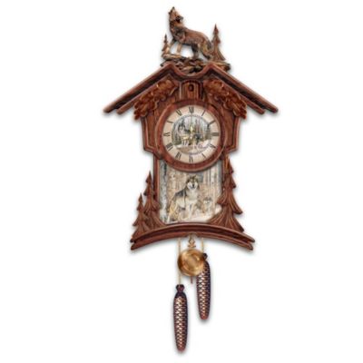 Al Agnew Natures Timeless Majesty Wall Hanging Wolf Art Cuckoo Clock