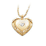Guardian Angel Diamond Heart-Shaped Pendant Necklace