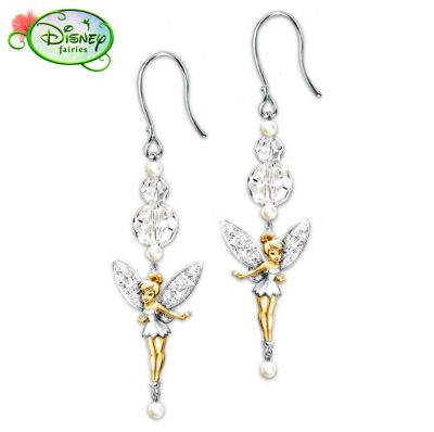 She floats, she flutters, she brings sparkling magic wherever she goes! Now you can treasure this charming pixie with a special pair of Tinker Bell beaded earrings from The Bradford Exchange. Dazzling with elegant Swarovski&reg; crystals and luminescent cultured freshwater pearls, these beaded dangle earrings shimmer with the look of pixie dust for a magical fine jewelry design you can enjoy every day.Be inspired by the magic of Tinker Bell every time you wear this delightful jewelry! Handcrafted in solid sterling silver, these Tinker Bell beaded earrings feature sculpts of the famous Disney character accented in 24K-gold plating. Her wings glisten with a pave of Swarovski crystals while cultured freshwater pearls and round Swarovski crystals provide added elegance. Hurry to own these stunning beaded dangle earrings yourself or give as a unique Tinker Bell gift. Strong demand is expected. Order now! California Residents click here for Proposition 65 notice. This fine jewelry is intended for adults.