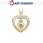 Diamond Blessings Four-Leaf Clover Pendant Necklace: Heart-Shaped Irish Jewelry Gift
