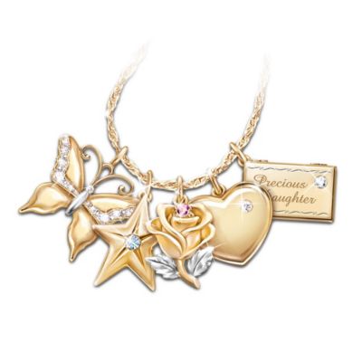 Precious Daughter Engraved Charm Pendant Necklace Jewelry Gift For Daughters