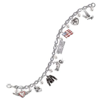 Motorcycle Jewelry With Symbols Of Freedom: Ride Hard, Live Free Charm Bracelet