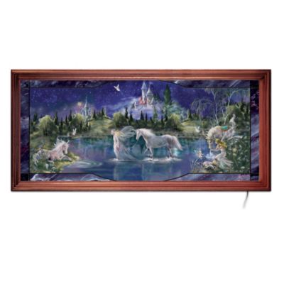 Mimi Jobe Starlit Enchantment Unicorn And Fairy Fantasy Art Stained Glass Wall Decor Art