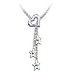 Personalized Birthstone Sterling Silver Star Necklace: Mothers Little Shining Stars