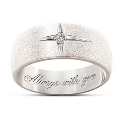 Forever In Faith Sterling Silver And Solitaire Diamond Women's & Men's Cross Ring