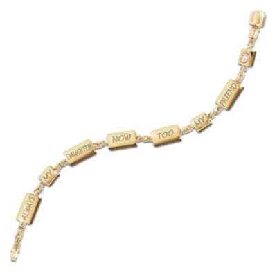 My Daughter My Friend 24K Gold-Plated Engraved Charm Bracelet: Jewelry Gift For Daughter