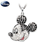 Disney Mickey Mouse Classic Sterling Silver Crystal Pendant Necklace: Disney Jewelry Gift