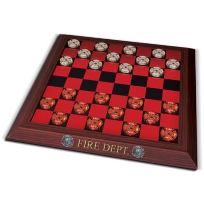 The Official Firehouse Checkers Board Game Set - Unique Firefighter Gift