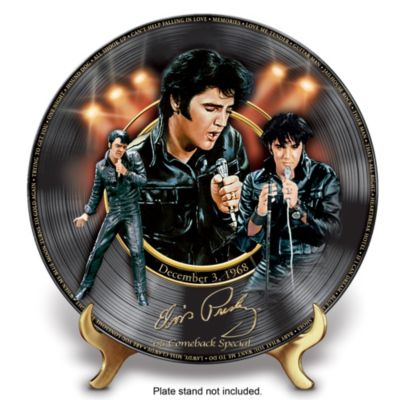 Elvis Presley '68 Comeback Special Record-Shaped Porcelain Collector Plate: Elvis Fan Gift