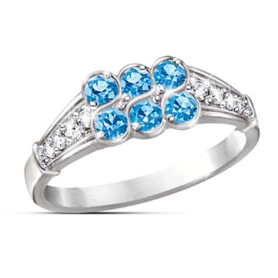 Blue Splendor Topaz And Diamond Ring: Unique Jewelry Gift For Her