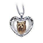 Heart-Shaped Crystal Dog Pendant Necklace: Yorkie, Close To My Heart