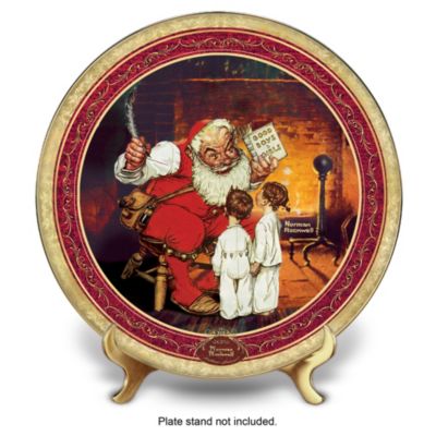 Norman Rockwell Naughty Or Nice Santa Claus Christmas Collector Plate