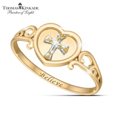 Thomas Kinkade Religious Diamond Ring: Believe