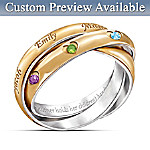 A Heartfelt Bond Personalized Birthstone Trinity Ring: Engraved Jewelry Gift For Mom