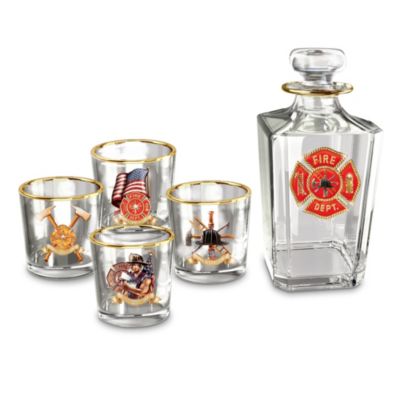 Firefighter Whiskey Decanter Bar Set