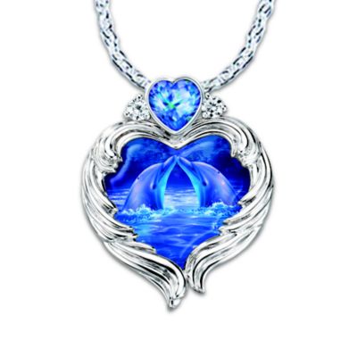 Christian Riese Lassen Moonlit Kiss Dolphin Art Pendant Necklace